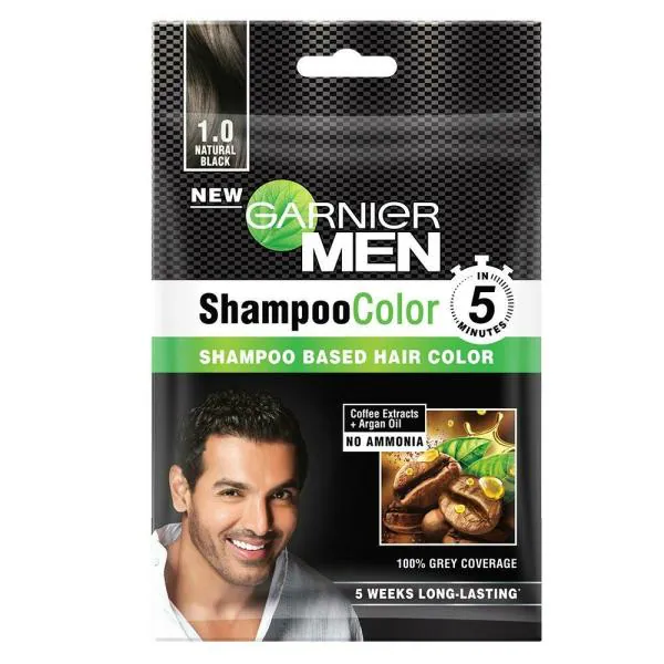 Garnier Men Shampoo Based Hair Color, Natural Black () 20 ml - JioMart