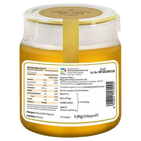 Pride of Cows Single-Origin Ghee 1 L (Jar) - JioMart