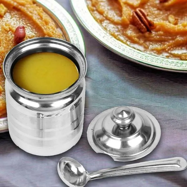 Home One Deepline Stainless Steel Ghee Pot with Spoon JioMart