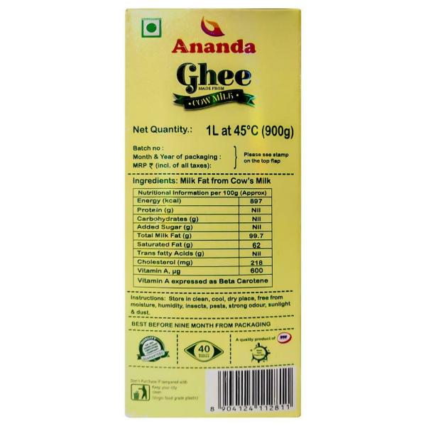 Ananda Cow Ghee 1 L (Carton) JioMart