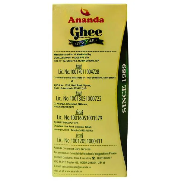 Ananda Cow Ghee 1 L (Carton) JioMart