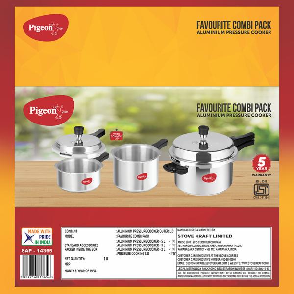 Pigeon Favourite Aluminium Non Induction Base Pressure Cooker Combi