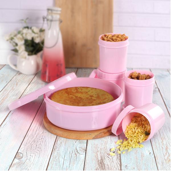 Joyo Pink Plastic Storage Container Set (5 pcs) JioMart