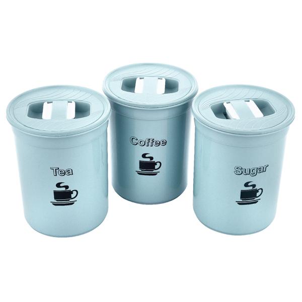 Home One Airseal Blue Tea, Coffee & Sugar Container 850 ml (Set of 3