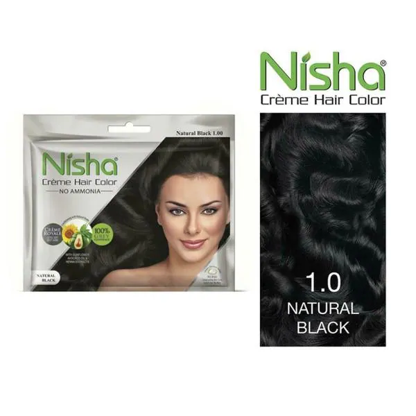 Nisha No Ammonia Creme Hair Color, Natural Black () 20 g + 20 ml -  JioMart