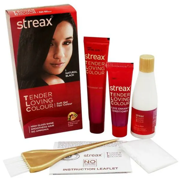 Streax Tender Loving Colour Soft Gel Hair Colour, Natural Black (01) (65 ml  + 30 g) - JioMart