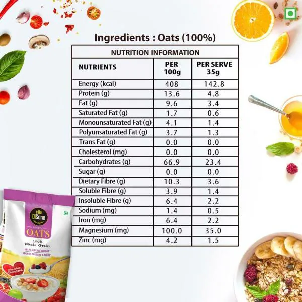Disano 100 Whole Grain Oats 1 Kg JioMart