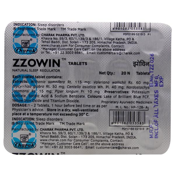 Charak Zzowin 20 Tablets JioMart