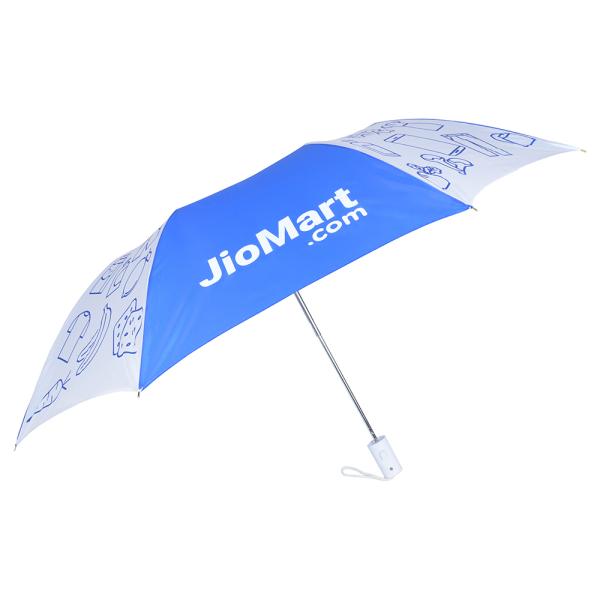 Jiomart Blue and White Polyester 2 Fold Umbrella 62.2 cm JioMart