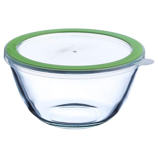 Sanjeev Kapoor Albi Borosilicate Glass Mixing Bowl with Green Lid 800