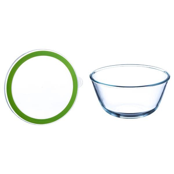 Sanjeev Kapoor Cocoon Borosilicate Glass Mixing Bowl with Green Lid