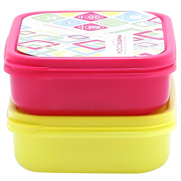 Mastercook Multicolour Rectangular Plastic Container 500 ml (Set of 2