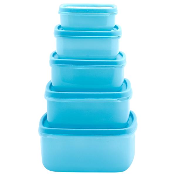 Mastercook Blue Square Plastic Container 1.35 L (5 pcs) JioMart