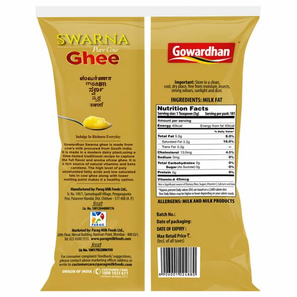Gowardhan Swarna Pure Cow Ghee 1 L (Pack) JioMart