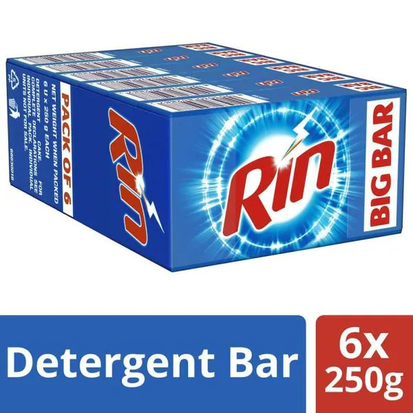 Rin Detergent Bar 250 g (Pack of 6) JioMart