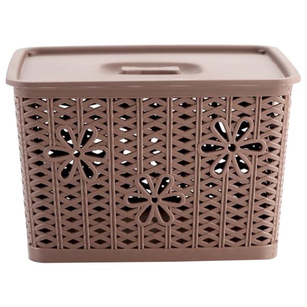 Selvel Dollar Brown Plastic Basket with Lid 8.5 L JioMart