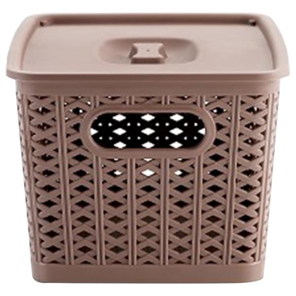 Selvel Dollar Brown Plastic Basket with Lid 8.5 L JioMart