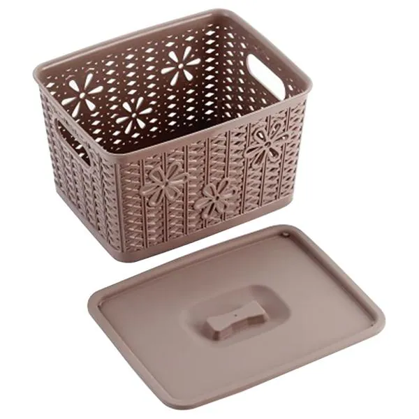 Selvel Dollar Brown Plastic Basket with Lid 8.5 L JioMart
