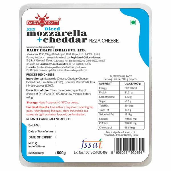 Dairy Craft Mozzarella Cheddar Pizza Cheese 500 g (Pack) JioMart