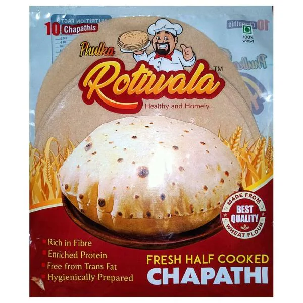 Rotiwala Phulka Fresh Half Cooked Chapati 450 g 10 pcs - JioMart