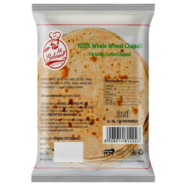 Mr Bakewell Whole Wheat Chapati 450 g (Pack of 10) JioMart