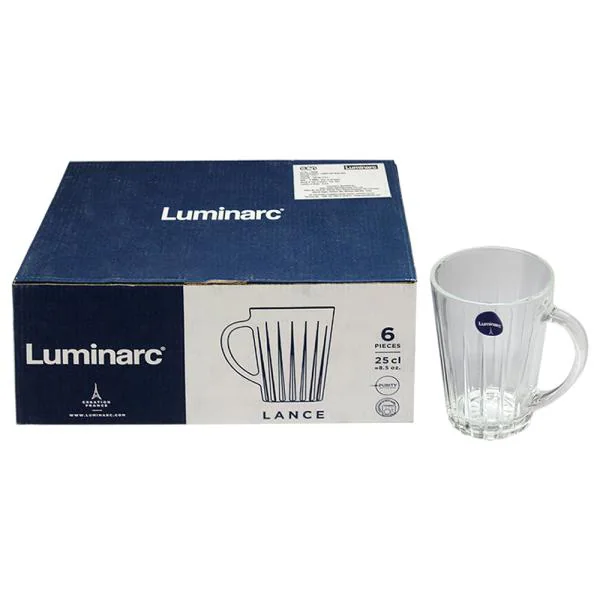 Luminarc Lance Glass Mug 250 ml (Set of 6) JioMart