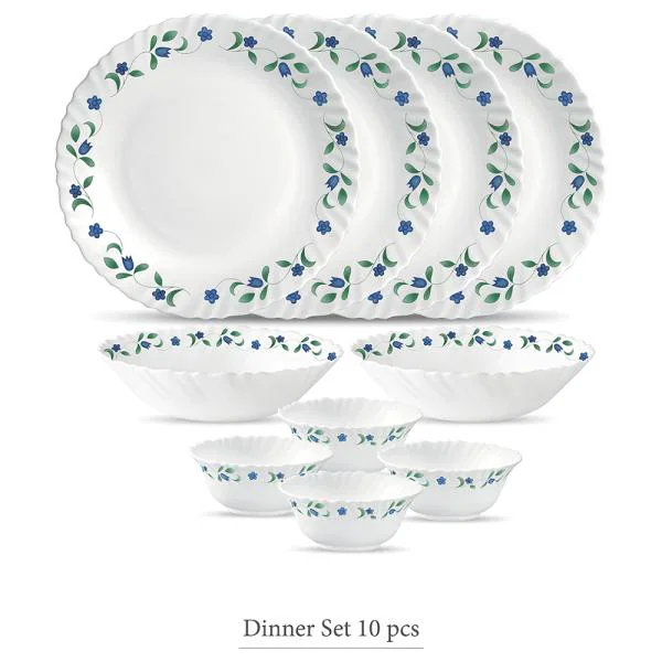La Opala Classique Juniper Blue Opalware Dinner Set Gift Box (10 pcs