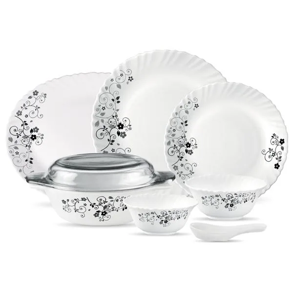 La Opala Classique Mystrio Black Opalware Dinner Set (45 pcs) JioMart