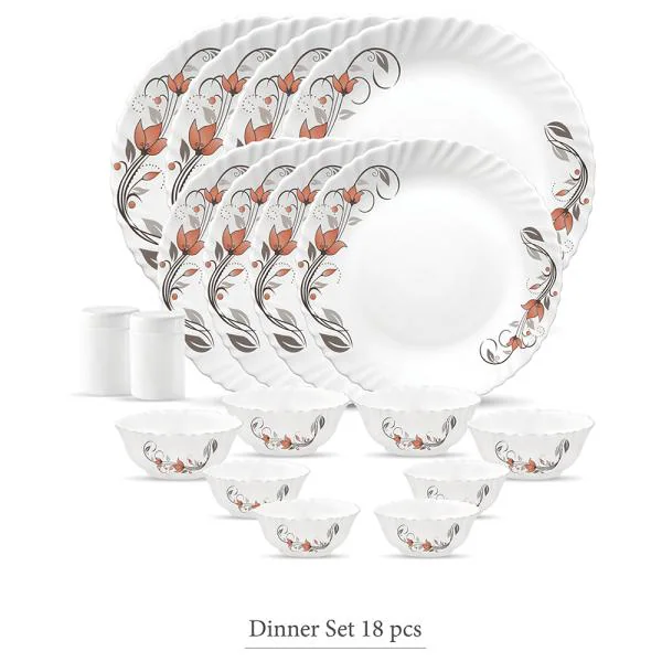 La Opala Novo Scarlet Blooms Opalware Dinner Set (18 pcs) JioMart