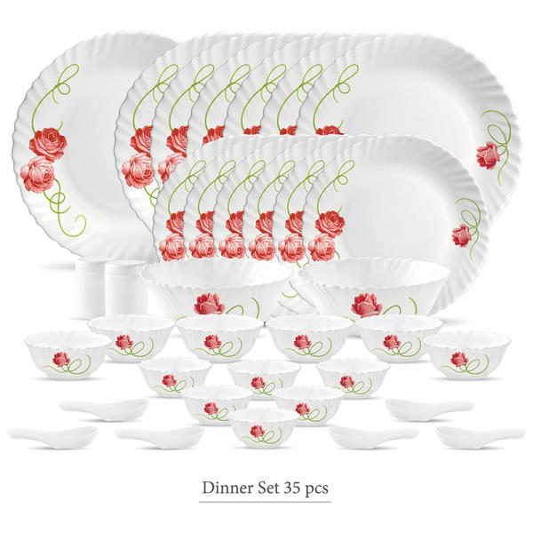La Opala Novo Dainty Swirls Opalware Dinner Set (35 pcs) JioMart