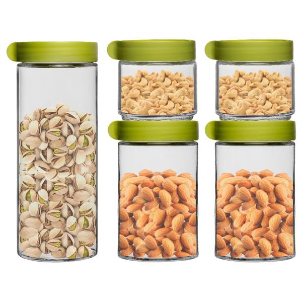 Manila Green Jar Set with Lid (5 pcs) JioMart