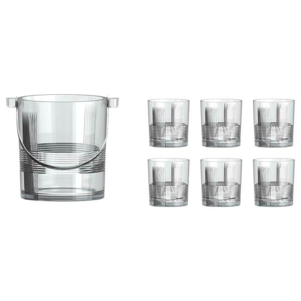 Roxx Liner Glass Ice Bucket 1.5 L with Tumbler 320 ml Set (7 pcs) JioMart