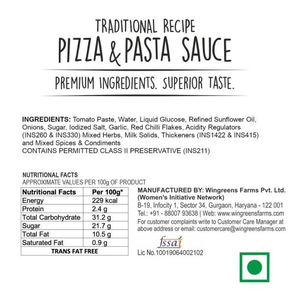 Wingreens Farms Pizza & Pasta Sauce 200 g JioMart