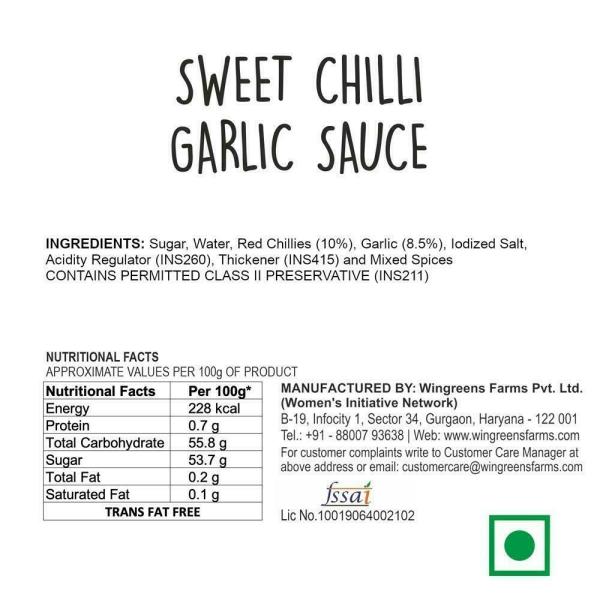 Wingreens Farms Sweet Chilli Garlic Sauce 180 g JioMart
