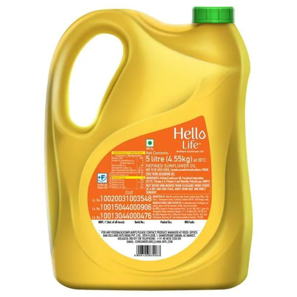 Hello Life Refined Sunflower Oil 5 L JioMart