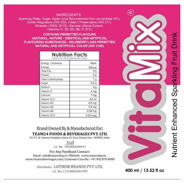 Vitamix Nutrient Enhanced Sparkling Fruit Drink Wildberry 400 ml JioMart