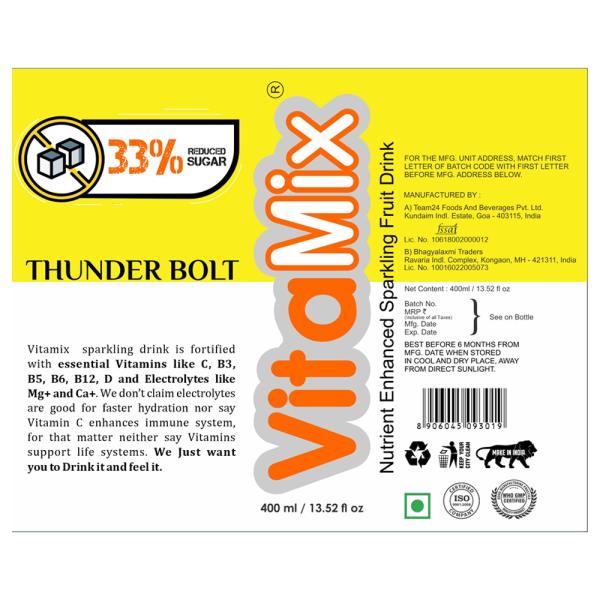 Vitamix Nutrient Enhanced Sparkling Fruit Drink Thunder Bolt 400 ml