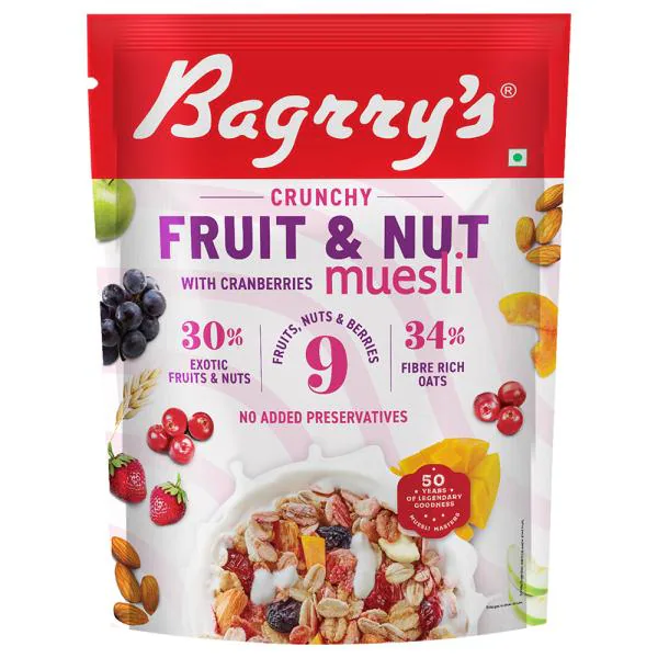 Bagrry's Crunchy Fruit & Nut Muesli with Cranberries 375 g JioMart