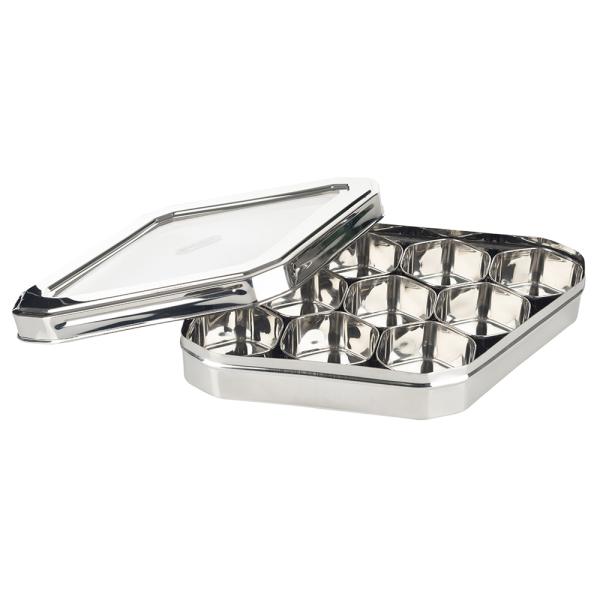 Coconut Stainless Steel Masala Box (MB8) with Glass Lid JioMart