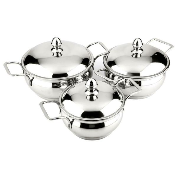 Coconut Minar Stainless Steel Induction Base Cookware Set with Lid (3