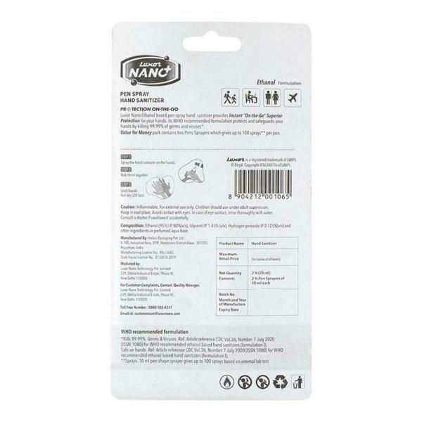 Luxor Nano+ Lemon Zest Pen Spray Hand Sanitizer 10 ml (Pack of 2) JioMart