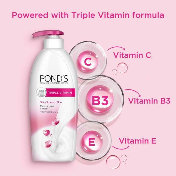 Pond's Triple Vitamin Silky Smooth Skin Moisturising Body Lotion 600 ml JioMart