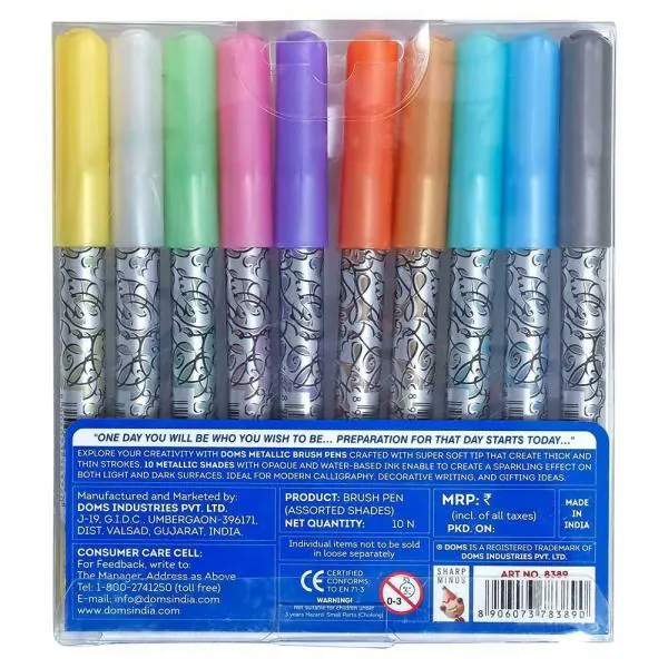 Doms Metallic Brush Pen (10 Shades) JioMart