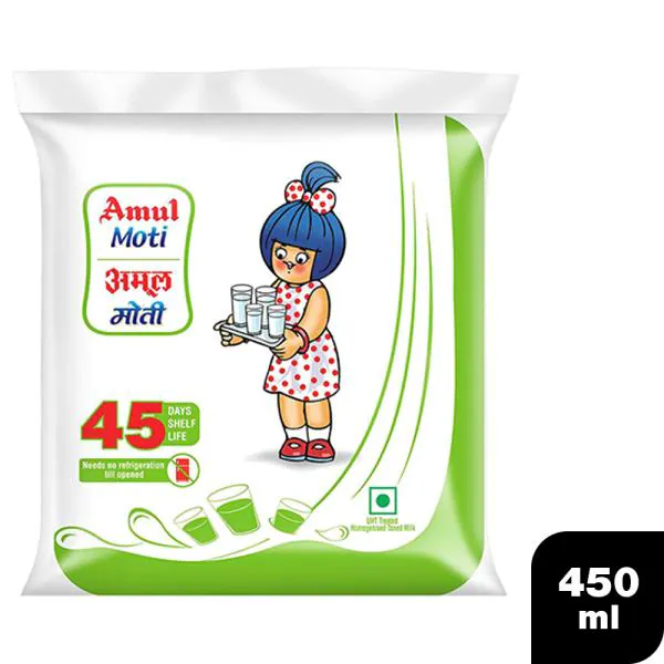 Amul Moti Toned Milk 450 ml (Pouch) JioMart