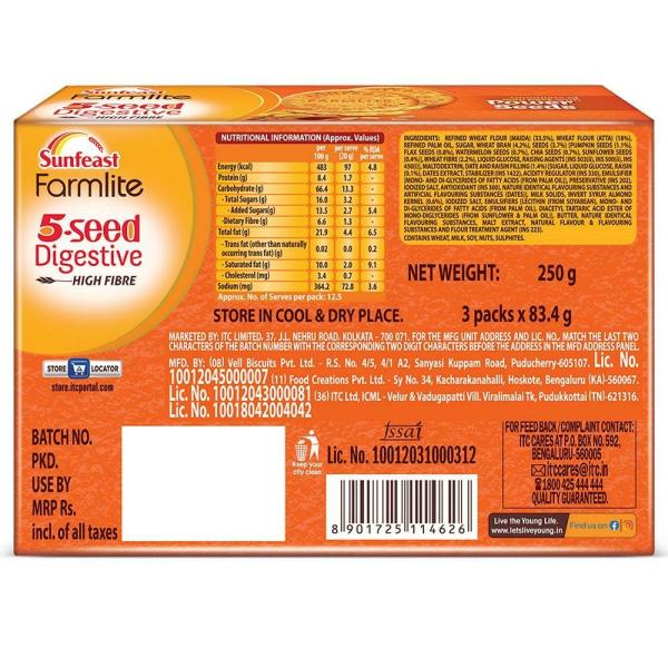 Sunfeast Farmlite 5Seed Digestive HighFibre Biscuits 250 g JioMart