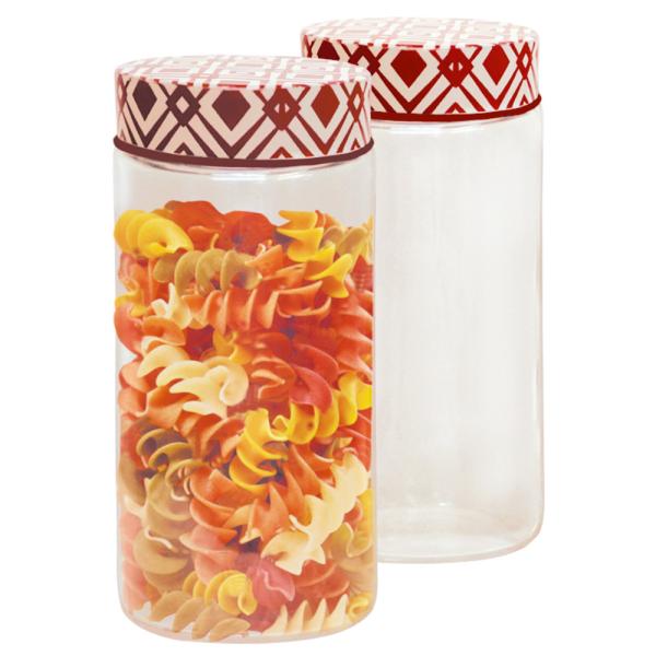 Yera Round Transparent Glass Jar with Painted Lid 680 ml (Set of 2