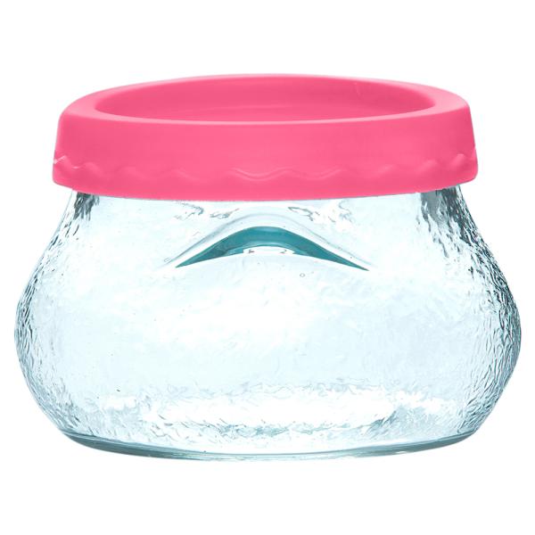 Yera Transparent Glass Pickle Jar with Multicolour Lid 195 ml (Set of 3
