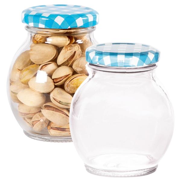 Yera Transparent Small Glass Jar with Printed Lid 245 ml (4 pcs) JioMart