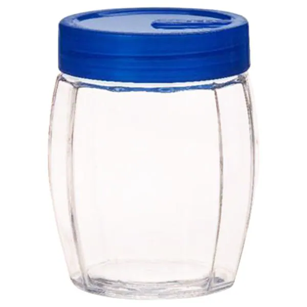 Yera Transparent Glass Jar with Blue Lid 560 ml (Set of 4) JioMart