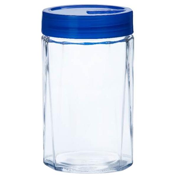 Yera Pyramid Glass Jar with Blue Lid 1045 ml (Set of 2) JioMart